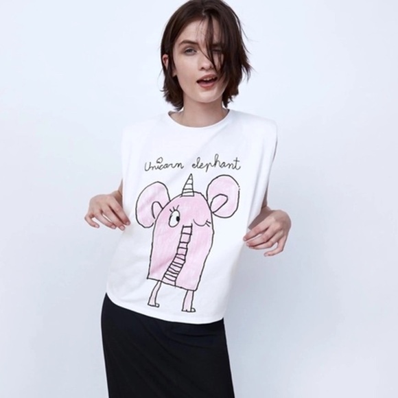 ZARA Unicorn Elephant Tee Made By Julia  🦄 - Picture 1 of 6
